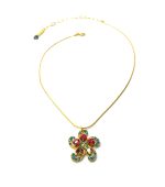 Necklace Pendant By Mariana Woman Timeless Fuchsia and Aqua Swarovski Crystals - Image 3