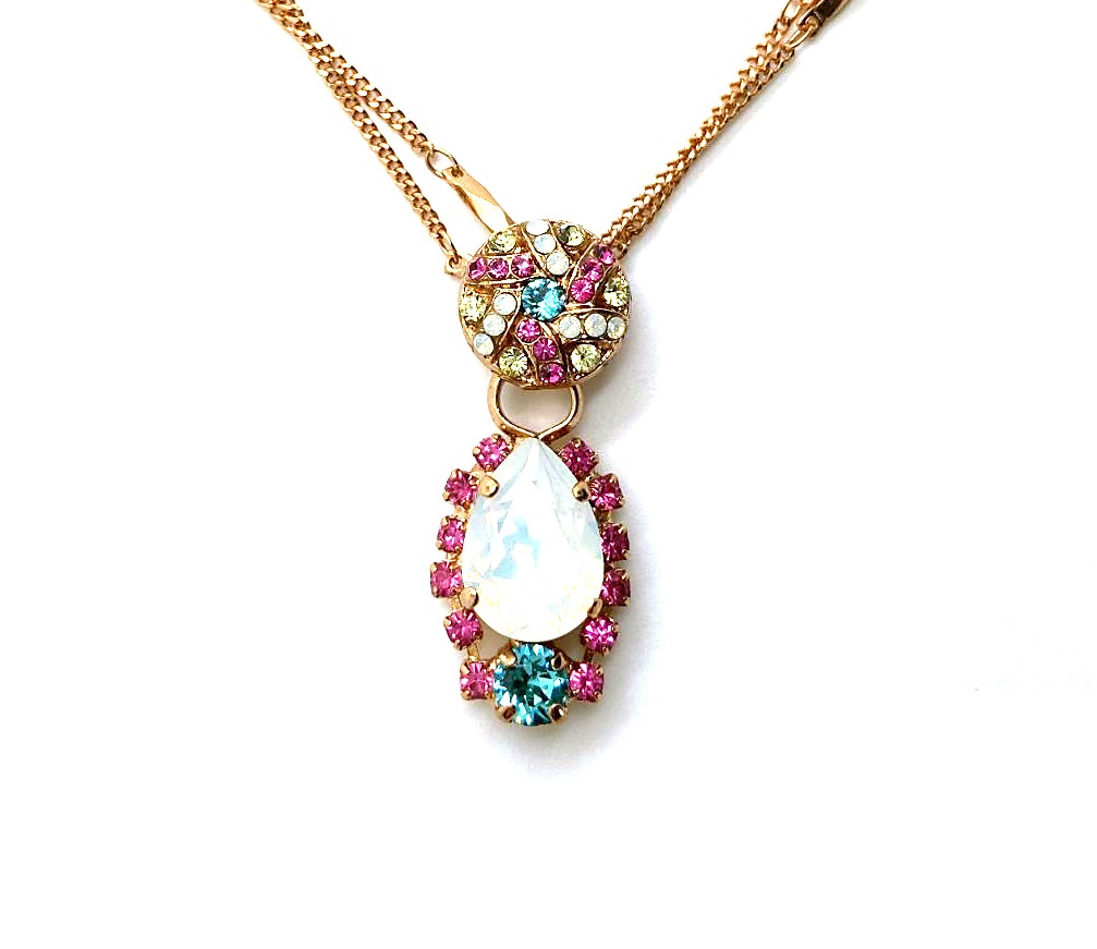 N-5259-1064-RG (3) Mariana Necklace Pendant Lovely Pinks & Blues Swarovski Crystals Cocktail Hour Coll. - Image 1
