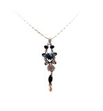 Mariana Necklace Pendant Finely Detailed Blacks Swarovski Crystals Adeline Odyssey Coll.