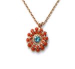 Mariana Necklace Pendant Serengeti Africa Coll. Sunburst Orange & Blues Austrian Crystals