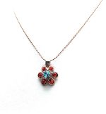 Mariana Necklace Pendant Dainty Flower Hyacinth & Turq Swarovski Crystals Africa Coll.