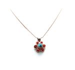 Mariana Necklace Pendant Dainty Flower Hyacinth & Turq Swarovski Crystals Africa Coll. - Image 3