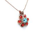 Mariana Necklace Pendant Dainty Flower Hyacinth & Turq Swarovski Crystals Africa Coll. - Image 2