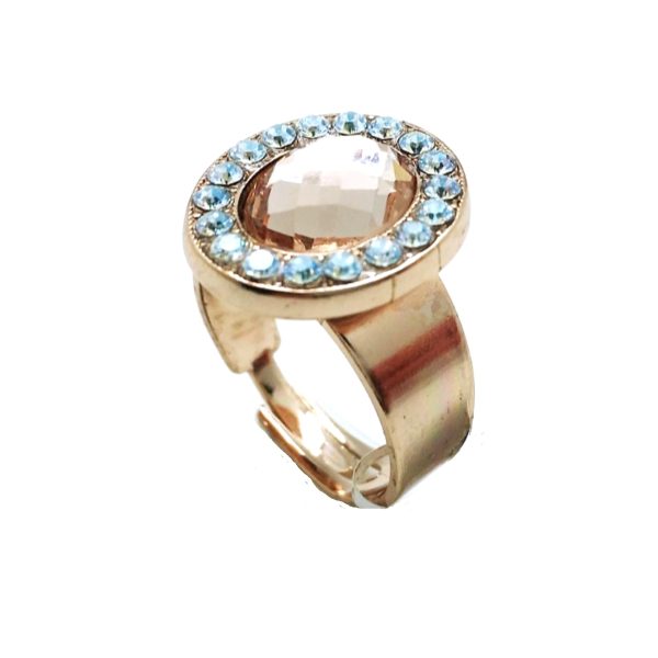 Mariana Ring Exquisite Lt Peach & Clear Swarovski Crystals Kalahari Africa Coll.