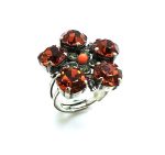 Mariana Ring Tangerine & Yellow Flower Swarovski Crystal My Treasures Coll.  SP Plated - Image 2