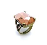Mariana Ring Emerald Shape Vintage Rose Swarovski Crystal My Treasures Coll. English Gold Plated - Image 3