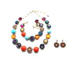 Mariana Jewelry Set Necklace,Bracelet,Earrings Turquoise,Aventurine Mineral & Swarovski Crystals Masai Africa Coll.
