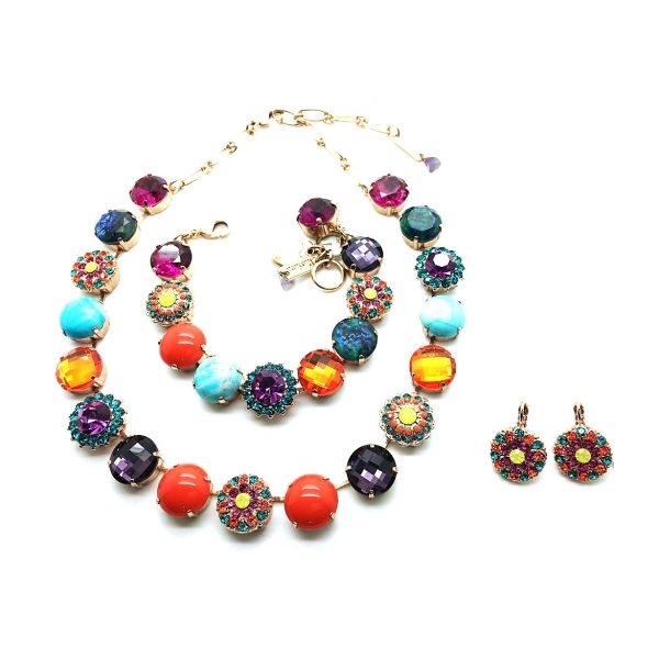 Mariana Jewelry Set Necklace,Bracelet,Earrings Turquoise,Aventurine Mineral & Swarovski Crystals Masai Africa Coll.