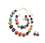 Mariana Jewelry Set Necklace,Bracelet,Earrings Turquoise,Aventurine Mineral & Swarovski Crystals Masai Africa Coll. - Image 2