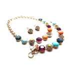 Mariana Jewelry Set Necklace,Bracelet,Earrings Turquoise,Aventurine Mineral & Large Swarovski Crystals Masai Africa Coll. - Image 3