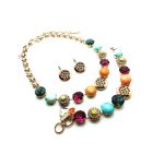 Mariana Jewelry Set Necklace,Bracelet,Earrings Turquoise,Aventurine Mineral & Large Swarovski Crystals Masai Africa Coll.