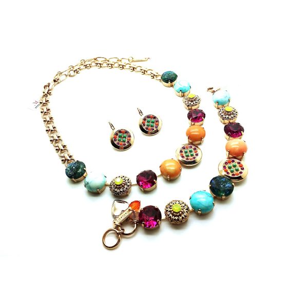 Mariana Jewelry Set Necklace,Bracelet,Earrings Turquoise,Aventurine Mineral & Large Swarovski Crystals Masai Africa Coll.