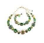 Jewelry Set By Mariana Silk Road Coll. Necklace & Bracelet Green Quartz Mineral and Austrian Crystals - Image 3