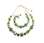 Jewelry Set By Mariana Silk Road Coll. Necklace & Bracelet Green Quartz Mineral and Austrian Crystals - Image 2