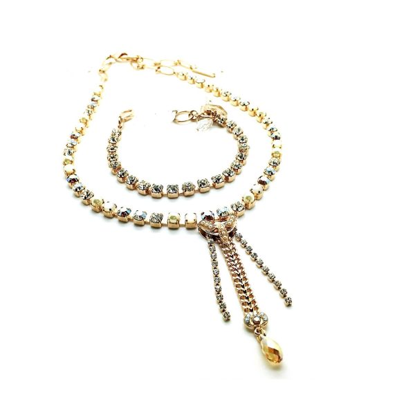 Mariana Jewelry Set Necklace & Bracelet White shell Mineral & Swarovski Crystals Aurora Odyssey Coll.