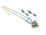 Mariana Jewelry Set Necklace & Earrings Turquoise, Coral Minerals & Austrian Crystals Serengeti Africa Coll. - Image 2