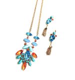 Mariana Jewelry Set Necklace & Earrings Turquoise, Coral Minerals & Austrian Crystals Serengeti Africa Coll. - Image 3