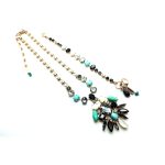 Mariana Jewelry Set Necklace, Bracelet Turquoise,White Shell Minerals & Swarovski Crystals Zanzibar Africa Coll. - Image 2