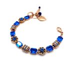 Bracelet By Mariana Woman Elegant Sapphire and Smoked Topaz Swarovski Crystals