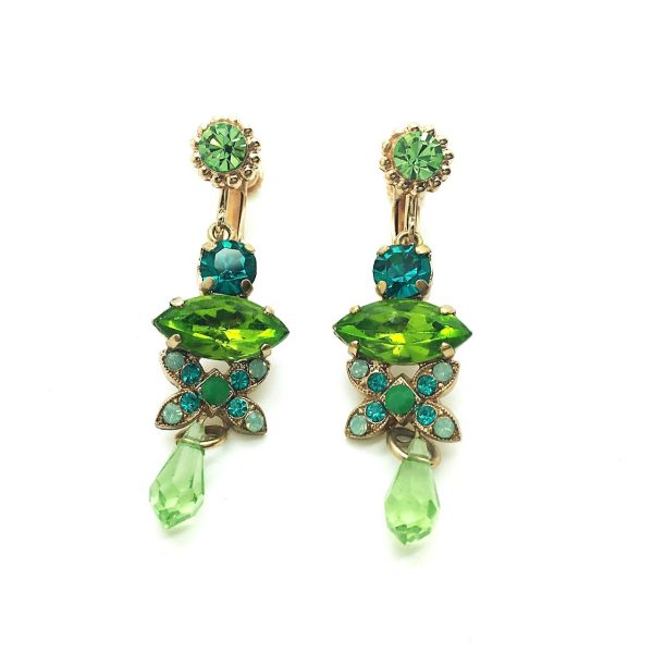 Mariana Earrings Alluring Greens Swarovski Crystals Angelica East Meets West Coll.