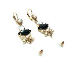 Mariana Earrings Sophisticated Pearl Mineral, Jet & White Swarovski Crystals Nirvana Coll. - Image 3