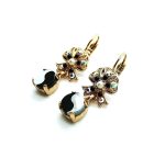 Mariana Earrings RG Plated"Yin Yang" Jet, White & AB Swarovski Crystals Nirvana Coll. - Image 3