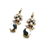 Mariana Earrings RG Plated"Yin Yang" Jet, White & AB Swarovski Crystals Nirvana Coll.