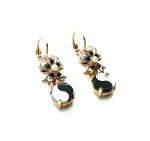 Mariana Earrings RG Plated"Yin Yang" Jet, White & AB Swarovski Crystals Nirvana Coll. - Image 2