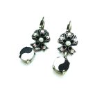 Mariana Earrings Silver Plated "Yin Yang" Jet, White, AB Swarovski Crystals Nirvana Coll. - Image 2