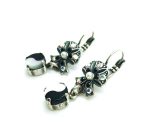 Mariana Earrings Silver Plated "Yin Yang" Jet, White, AB Swarovski Crystals Nirvana Coll.