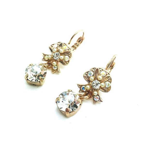 Earrings By Mariana Woman Lovely Pearl Mineral and Clear Swarovski Crystals