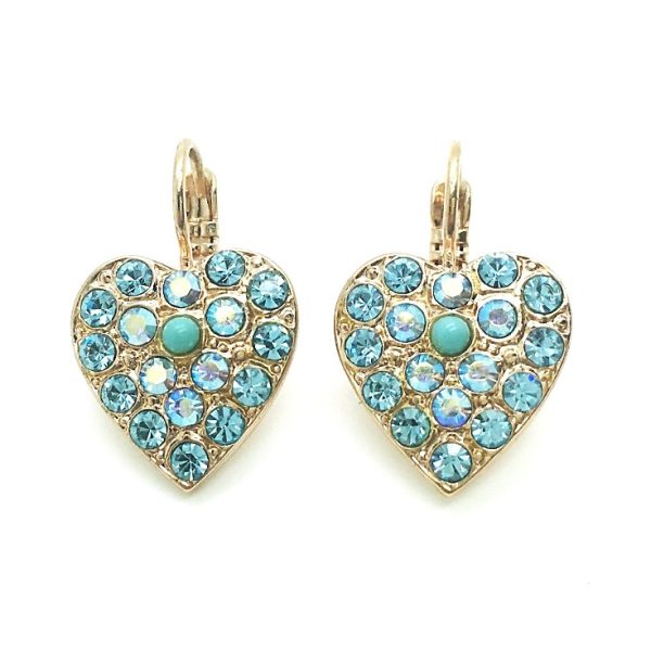 Mariana Earrings Heart Shape Turq, AB & Aquamarine Swarovski Crystals My Treasures Coll.