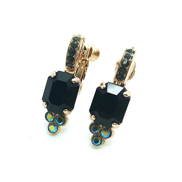 Mariana Earrings Sophisticated Jet Black & AB Swarovski Crystals My Treasures Coll.
