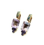 Mariana Earrings Classy Amethyst Mineral & AB Swarovski Crystals My Treasures Coll.