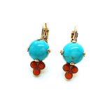 Mariana Earrings Adorable Howlite Chinese Turq Mineral & Orange Swarovski Crystals My Treasures Coll. - Image 2