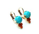 Mariana Earrings Adorable Howlite Chinese Turq Mineral & Orange Swarovski Crystals My Treasures Coll. - Image 3