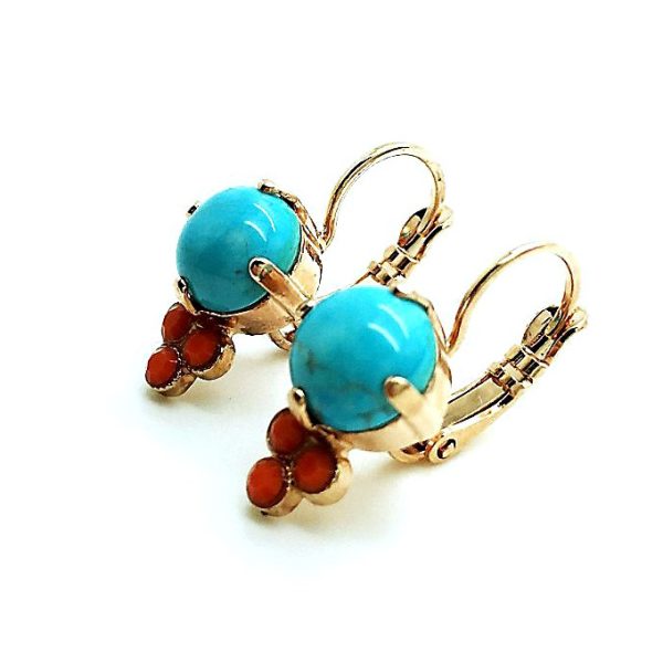 Mariana Earrings Adorable Howlite Chinese Turq Mineral & Orange Swarovski Crystals My Treasures Coll.