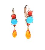 Mariana Earrings Dangling Blues & Oranges Swarovski Crystals Serengetti Africa Coll. - Image 3