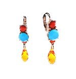 Mariana Earrings Dangling Blues & Oranges Swarovski Crystals Serengetti Africa Coll.