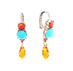 Mariana Earrings Dangling Blues & Oranges Swarovski Crystals Serengetti Africa Coll. - Image 2