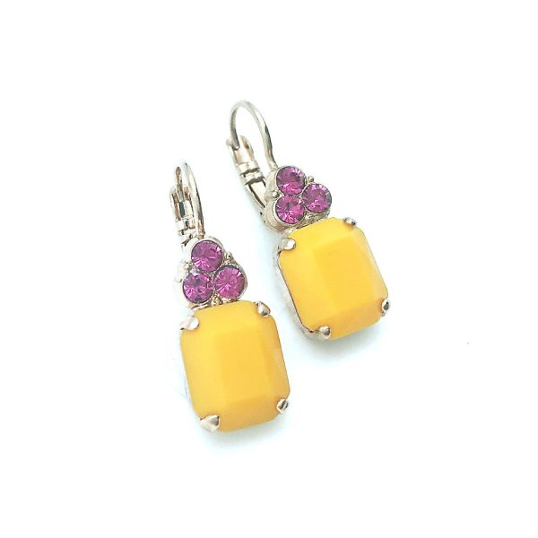 Mariana Earrings Stunning Yellow Opal & Fuchsia Swarovski Crystals Masai Africa Coll.