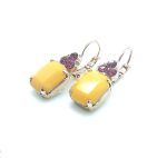 Mariana Earrings Stunning Yellow Opal & Fuchsia Swarovski Crystals Masai Africa Coll. - Image 2