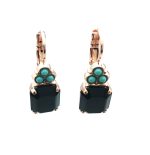 Mariana Earrings Timeless Turq & Jet Swarovski Crystals Zanzibar Africa Coll. - Image 2
