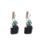 Mariana Earrings Timeless Turq & Jet Swarovski Crystals Zanzibar Africa Coll. - Image 3