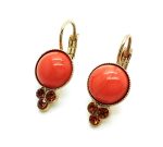 Mariana Earrings Elegant Round Coral & Smoked Topaz Swarovski Crystals My Treasures Coll. - Image 2