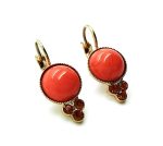 Mariana Earrings Elegant Round Coral & Smoked Topaz Swarovski Crystals My Treasures Coll. - Image 3