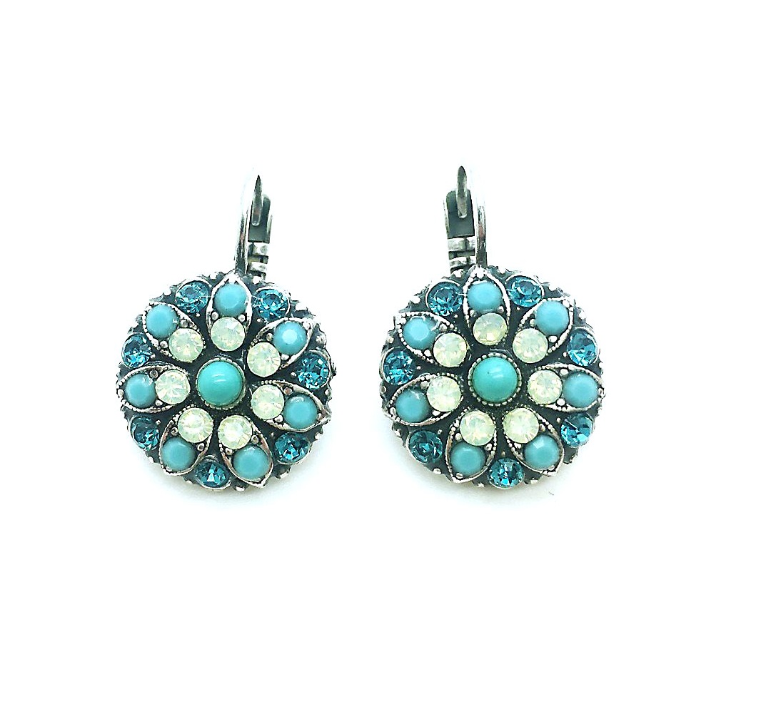 E-1029-1205-SP6 (3) Earrings By Mariana Woman Blue Quartz and Pacific Opal Swarovski Crystals - Image 1