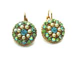 Earrings By Mariana Woman Guardian Angel Chrysolite and Pearl Swarovski Crystals