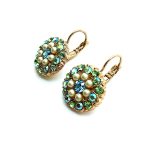 Earrings By Mariana Woman Guardian Angel Chrysolite and Pearl Swarovski Crystals - Image 2