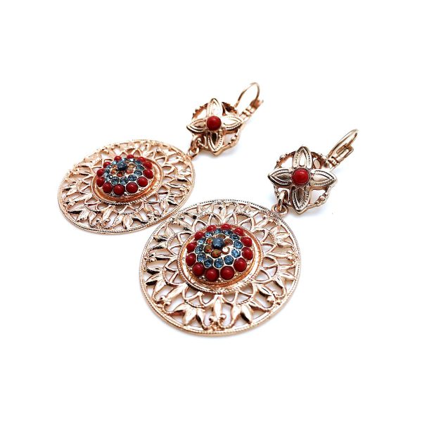 Earrings By Mariana East Meets West Coll. Gorgeous Boho Red & Blues Austrian Crystals